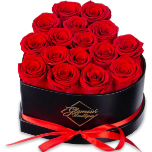 Preserved 16-Piece Roses Heart Box