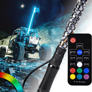 Waterproof 2' Spiral RGB LED Whip Lights w/Remote