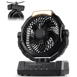 Rechargeable 4-Speed Camping Fan w/LED Light