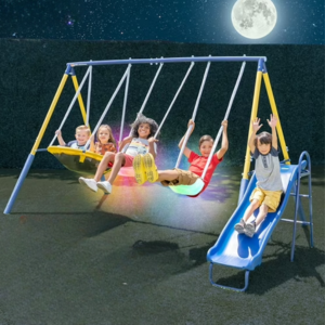 Sportspower Metal 2-LED Swing & Saucer Set w/Slide