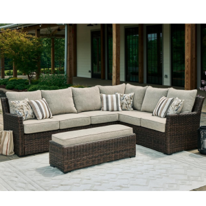 Signature Design by Ashley Outdoor 3-Piece Outdoor Wicker Sectional Set