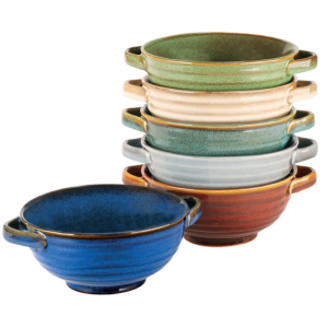 Set of 6 Stoneware Bowls w/Handles