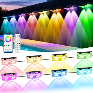 8-Pack Outdoor 50' RGBIC LED Fence Lights w/App & Remote