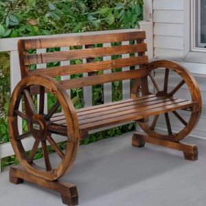 Fir Wood Wagon Wheel Bench