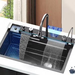 Stainless Steel Kitchen Digital Sink w/Waterfall & Cup Washer