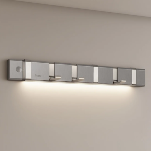 Stainless Steel Flip 6-Hook Wall Mount Coat Rack w/LED