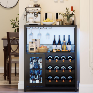 Mesh Door LED Wine Bar Cabinet