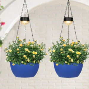 2-Pack Solar Self Watering Hanging Planters