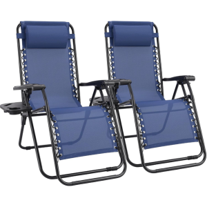 Sweetcrispy 2-Pack Zero Gravity Folding Reclining Lounge Chairs