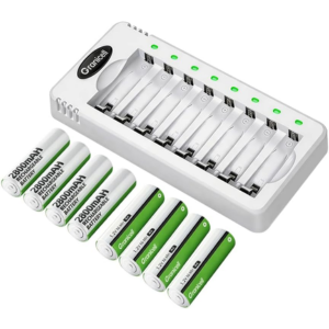 Granicell 8-Pack Rechargeable AA Batteries w/Charger