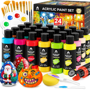 40-Piece Acrylic Paint Set w/Brushes, Knives & Palette