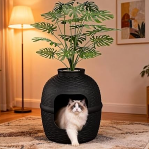 Rattan Hidden Cat Litter Box w/Planter