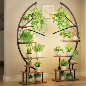 Indoor 2-Pack 7-Tier Metal Plant Stand w/Grow Lights