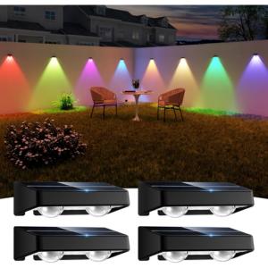 4-Pack Outdoor Solar Color-Changing RGB Fence Lights