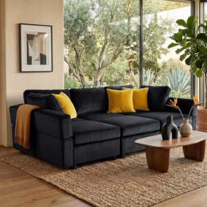 Velvet 6-Seat Sectional Sleeper Sofa w/Storage