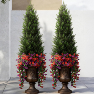 2-Pack Artificial 4' Topiary Cedar Trees