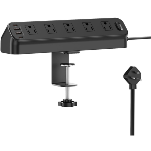 10-Outlets & 20W USB C Ports Desk Clamp Power Strip