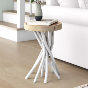 Wood Tree Stump End Table