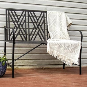 Sunnydaze 2-Person Metal Outdoor Garden Bench