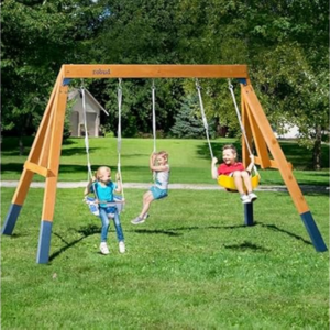 3-in-1 Playground Wood Swing Set