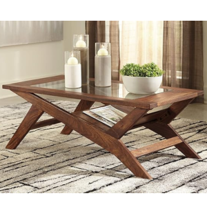 Signature Design by Ashley Glass Top Coffee Table