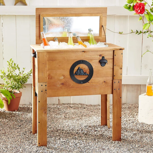 Rustic Wood 45Qt. Cooler Cart