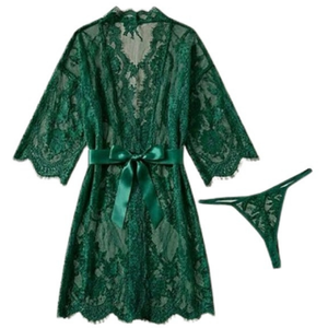 Women's Lace Mesh Nightgown Robe