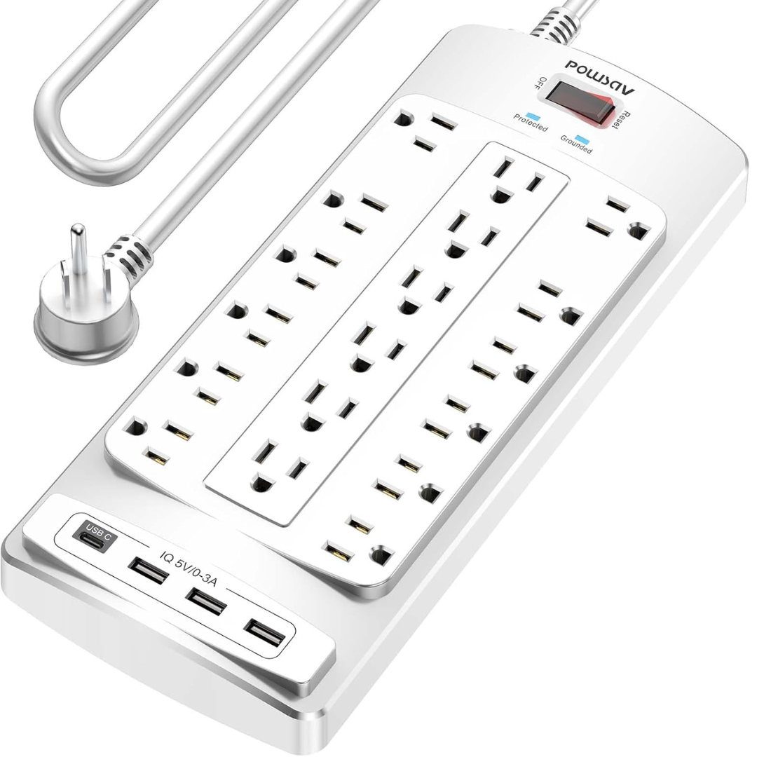 18-Outlet & 4-USB 10' Power Strip Surge Protector