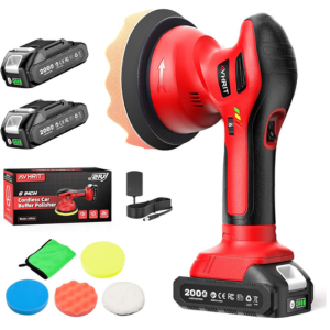 Cordless Car Buffer Polisher Kit w/2-Batteries & Attachments