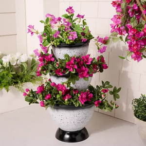 Faux Ceramic 3-Stack Speckled Planter