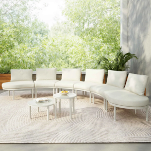 8-Piece Patio Curved Sectional Sofa w/Tables & Pillows