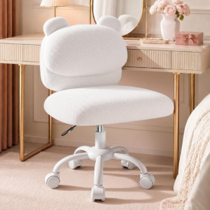 Teddy Fleece Rolling Vanity Chair
